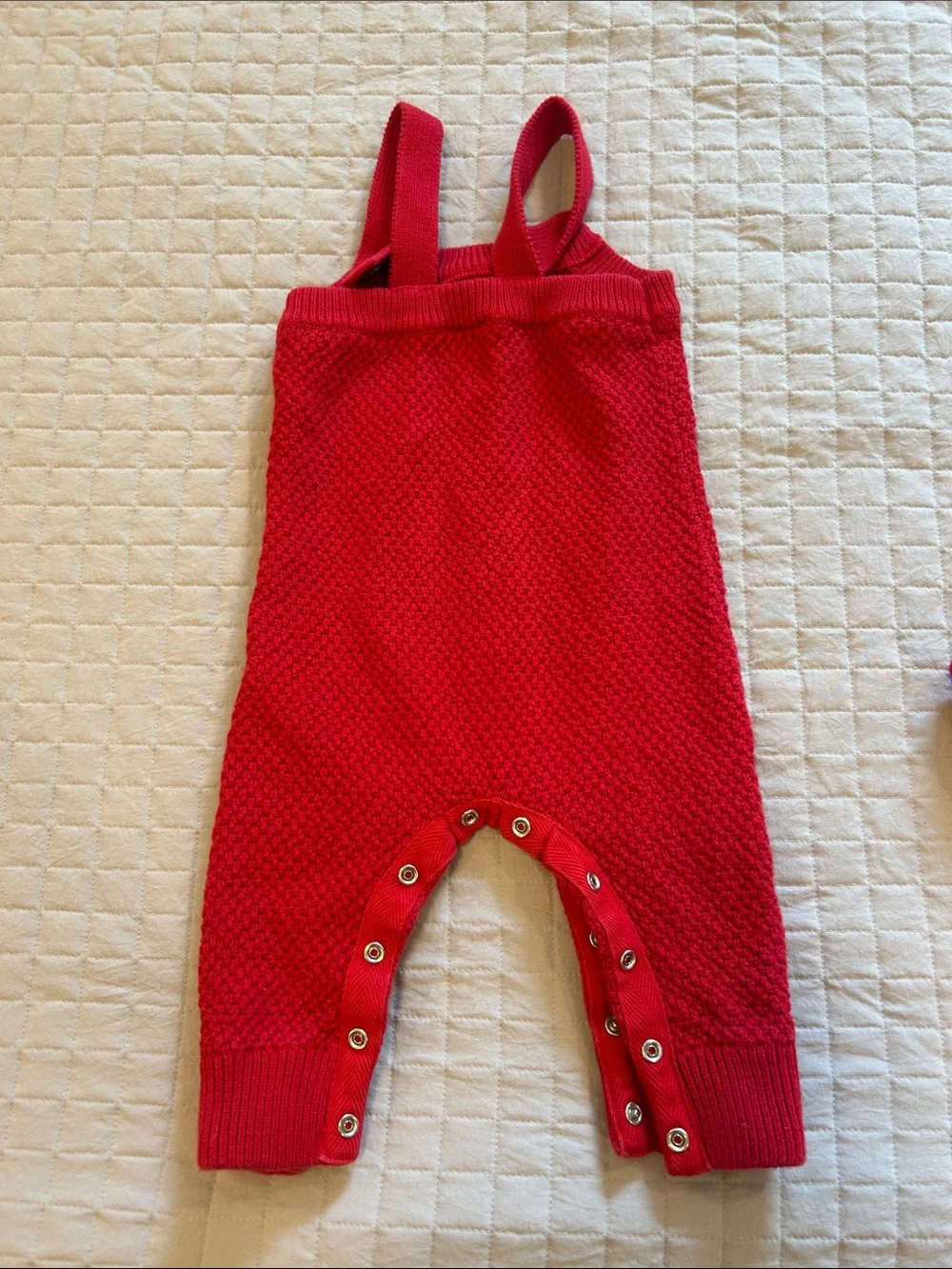 Hanna Andersson Red Knit Baby Hoodie & Cable Knit Overalls Set